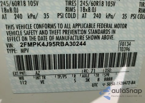 2024 Ford Edge Sel from USA, damaged, VIN 2FMPK4J95RBA30244